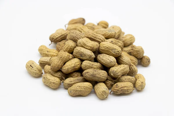 Unpeeled Peanuts Isolated White — Stock Photo, Image