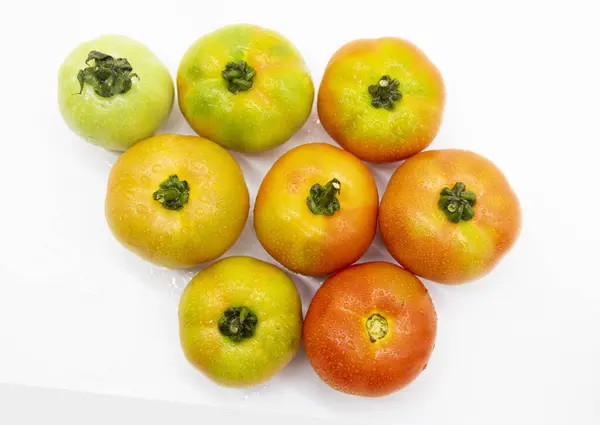 Groupe Différents Types Tomates Sur Fond Blanc — Photo