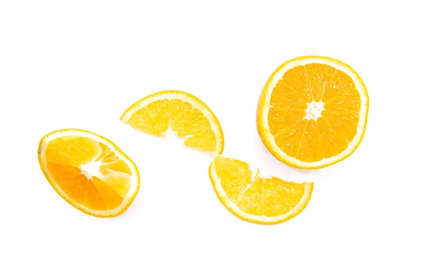 Orange Fruit Slices Isolated White Background Top View — Stockfoto