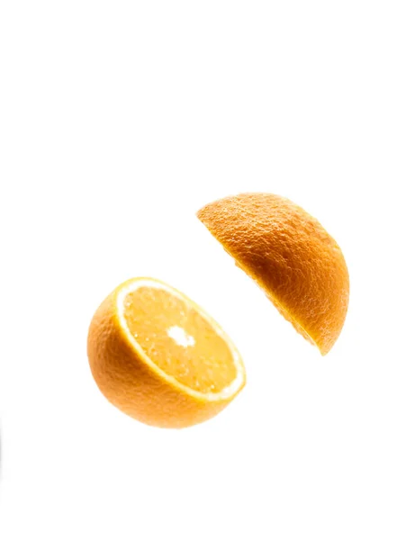 Orange Slices Flying Isolated White Background — Stock Photo, Image