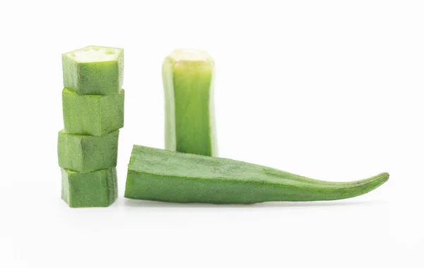 Slices Okra Lady Finger White Background Vegetable Concept — Photo
