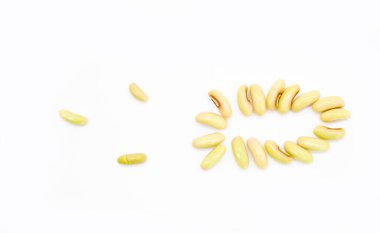 selective focus, young Yard Long Bean seed on white background