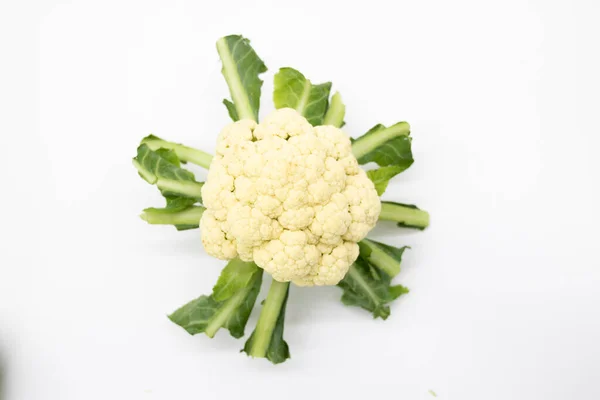 Cauliflower Isolated White Background Top View — Stock Photo, Image