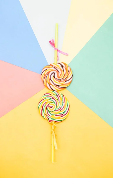Kolorowe Cukierki Lizak Izolowane Tle — Zdjęcie stockowe