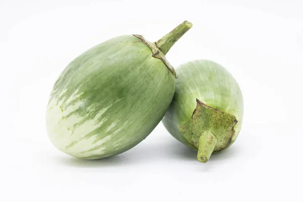 Fresh Green Eggplant Isolated White Background — Stock Photo, Image