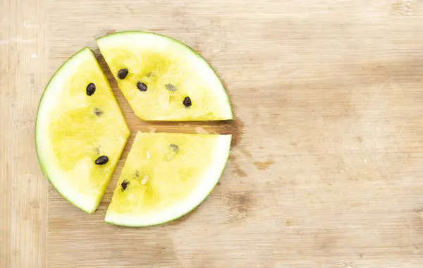 Sliced Watermelon Isolated Wooden Plate — Stockfoto