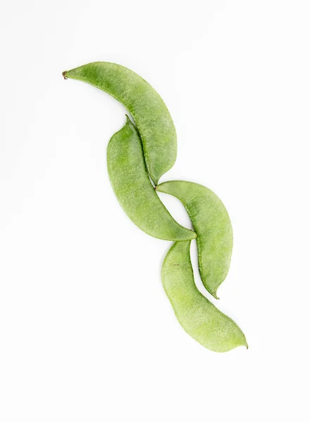 Lima Beans Hyacinth Beans White Background Top View — Fotografia de Stock