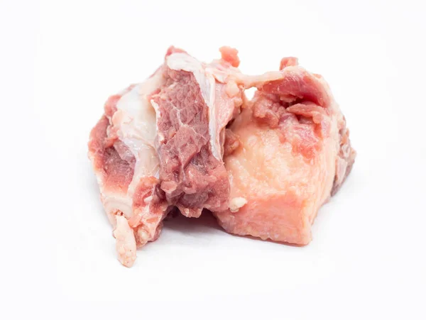 Carne Res Cruda Cerca Aislada Sobre Fondo Blanco Hueso Res —  Fotos de Stock