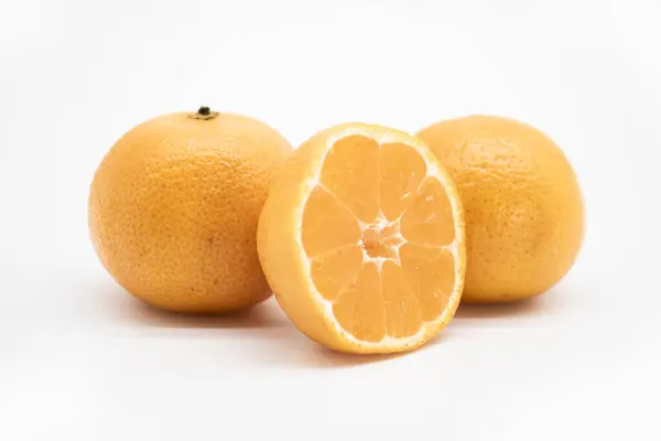 Whole Slice Tangerine Kamala White Background — Fotografia de Stock