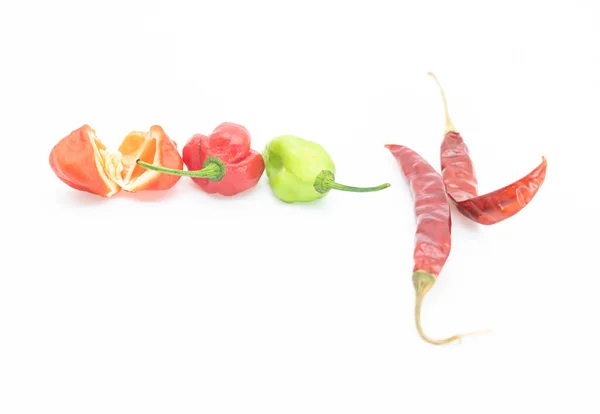 Hot Naga Chili Slice White Background Selective Focus — Stock Photo, Image