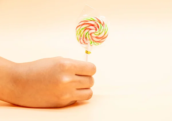 Lollipop Candy Hand Isolated Colorful Background — ストック写真