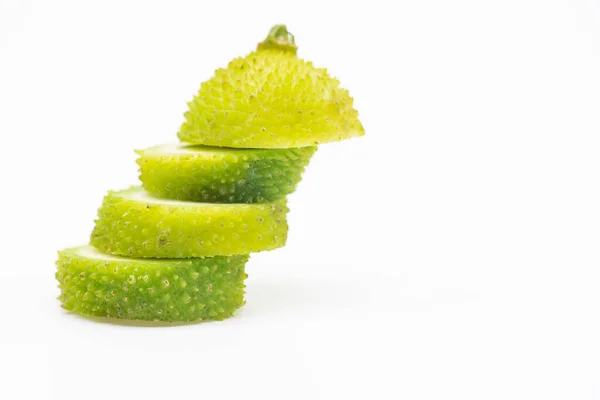 Slices Spiny Gourd White Background — Stock fotografie