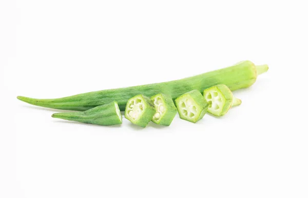 Whole Pieces Okra Lady Finger Design White Background Front View — Foto Stock