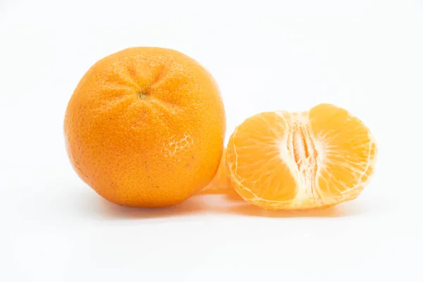 Whole Slice Tangerine Komola Isolated White Background — 스톡 사진