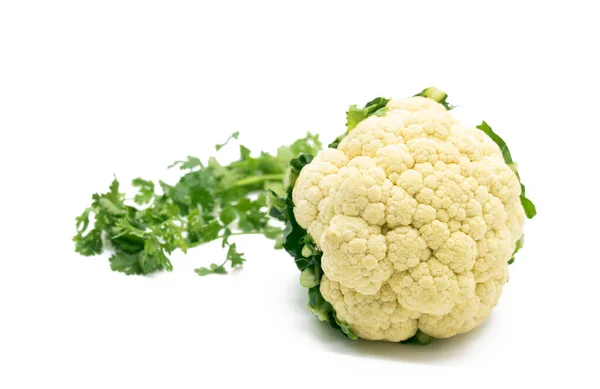 Cauliflower Isolated White Background Fresh Cauliflower Clipping Path Quality Macro — Stock Photo, Image