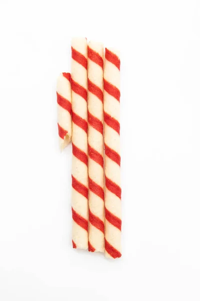 Colorful Wafer Stick White Background — Stock Photo, Image