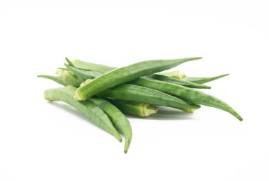 Lady Finger grubu beyaz arka planda izole edildi
