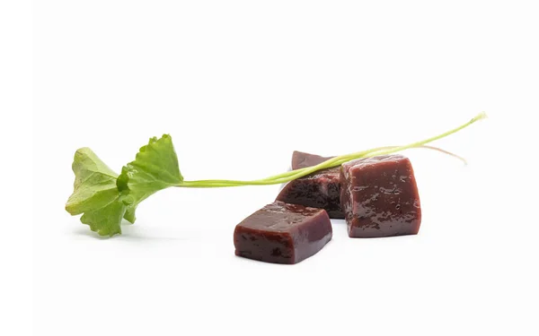 Pile Beef Liver Cubes Isolated White Background — Stockfoto