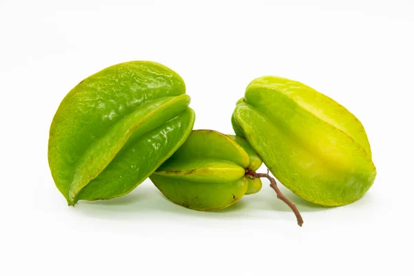 Raw Carambolas Star Fruit White Background — 图库照片