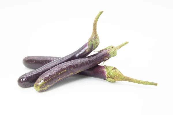 Lange Aubergine Isoliert Auf Weißem Hintergrund — Stockfoto