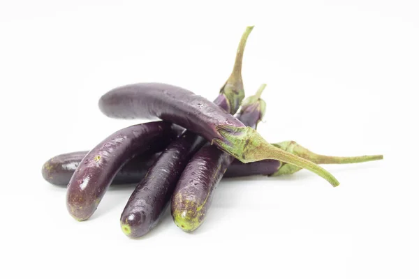 Group Eggplant Isolated White Background — 图库照片