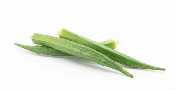 Bamya Lady Finger Beyaz Arka Planda Yeşil Sebze — Stok fotoğraf