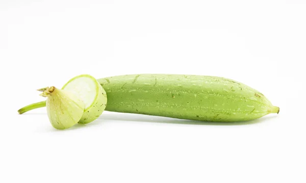 Zielone Gąbka Dynia Lub Świeże Warzywa Gąbka Białym Tle — Zdjęcie stockowe