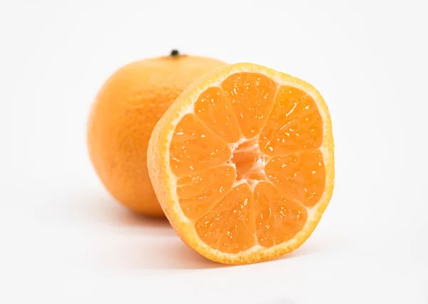 Whole Slice Tangerine Kamala White Background — Stock fotografie