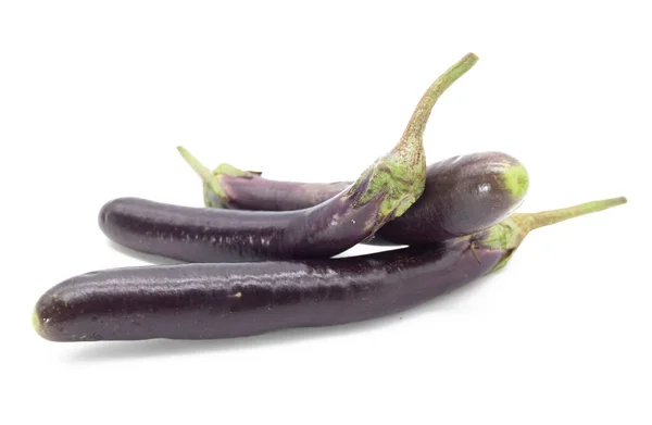 Group Long Eggplant Isolated White Background — Photo