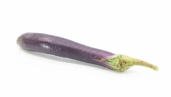 Single Long Eggplant Isolated White Background — Photo
