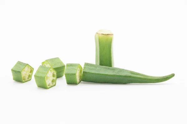 Whole Pieces Okra Lady Finger White Background — 스톡 사진