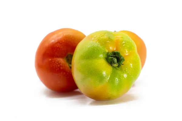 Tomates Mûres Crues Isolées Sur Fond Blanc — Photo
