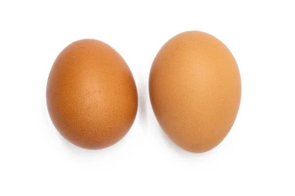 Δύο Αυγά Κοτόπουλου Απομονωμένα Λευκό Φόντο — Φωτογραφία Αρχείου