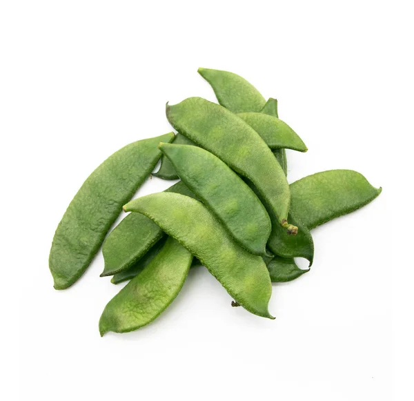 Group Lima Beans Hyacinth Beans Isolate White Background Top View Imagen de archivo