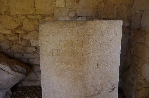 Remains Epigraph Archaeological Site Altilia Sepino Molise Italy — Stock fotografie