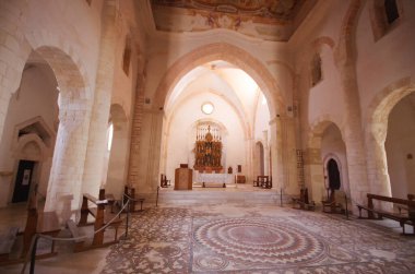Tremiti Adaları - Puglia - San Nicola Adası - Santa Maria Kilisesi 'nin İçi - değerli mozaik zemin