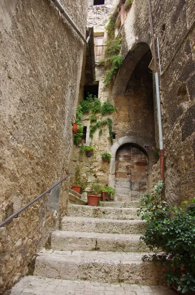 Pacentro Abruzzo Italy Some Alleys Small Characteristic Mountain Village — Stock Photo, Image