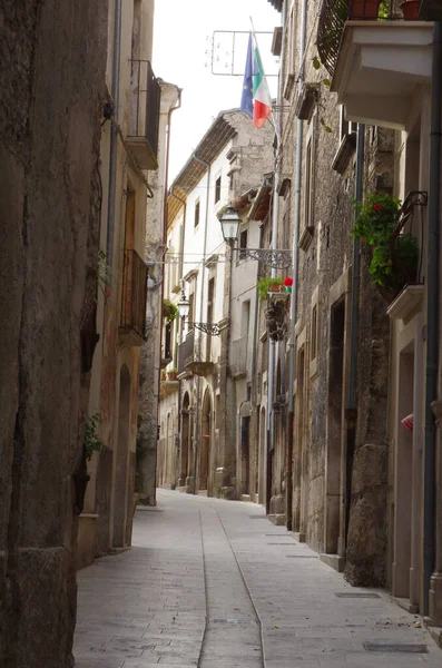 Pacentro Abruzzo Itália Beco Pequena Característica Cidade Montanhosa — Fotografia de Stock