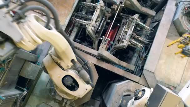 Bakır yapraklı otomatik makine kompleksinin üst görünümü — Stok video