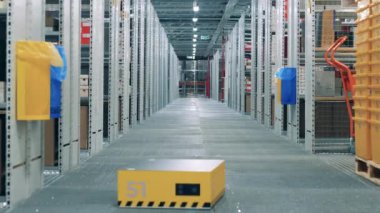 İçinde robot taşıyıcı olan bir depo geçidi.