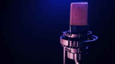 Close up of a professional microphone. 4K