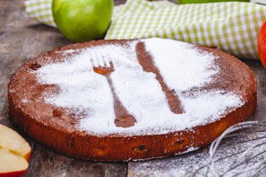 Pasta elma ve armut ahşap rustik tablosundaki ile. Yakın çekim