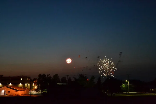 Viewing Fireworks Field Night Small Town — Stockfoto