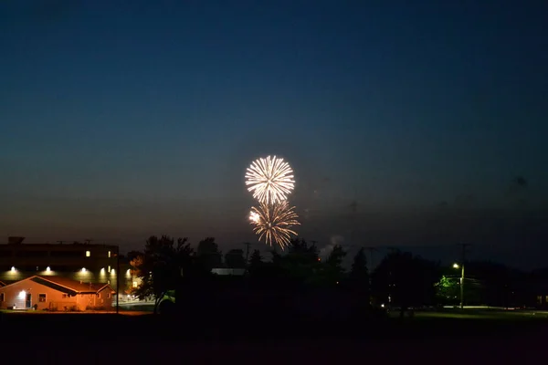Viewing Fireworks Field Night Small Town — Stockfoto