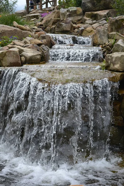 Vackert Vattenfall Skogen — Stockfoto