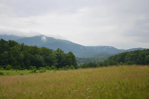 Krásná Krajina Horami Modrá Obloha — Stock fotografie