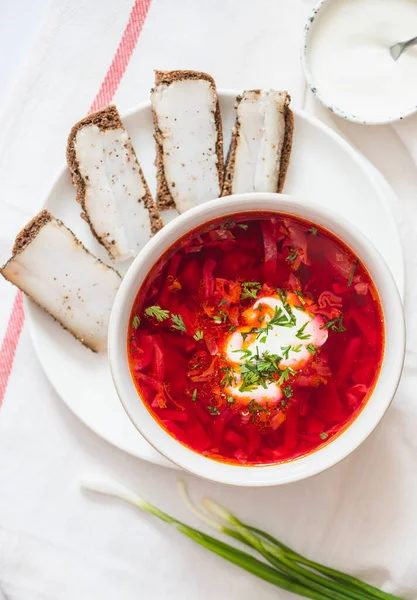 Ukrainian Red National Dish Borsch Beet Soup Added Unesco List — Zdjęcie stockowe