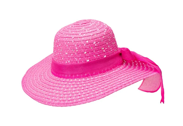 Women Pink Summer Hat Isolated White — Stockfoto
