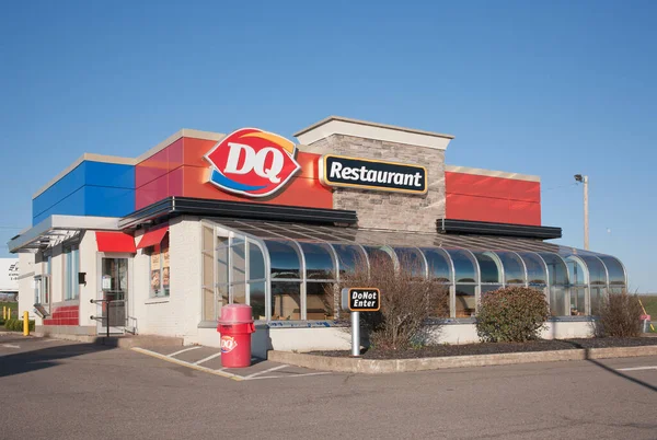 STEWIAKE, CANADA - MAY 18, 2015: Dairy Queen, or DQ, is a fast food restaurant chain owned by International Dairy Queen, Inc.