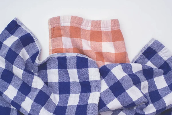 Checkered Kitchen Towels Flat Lay View —  Fotos de Stock